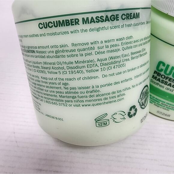 New Professional Massage Cream Set/ 2 Cucumber Queen Helene  Body Cream - Picture 3 of 4